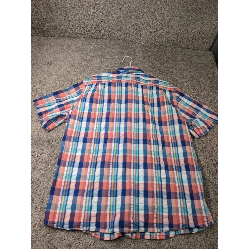 LL Bean Mens XL Short Sleeve Plaid Button Down Shirt Organic Cotton Multi-Color - Picture 5 of 6